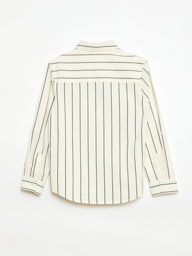 Chemise rayée en coton avec poche poitrine Beige - Kiabi