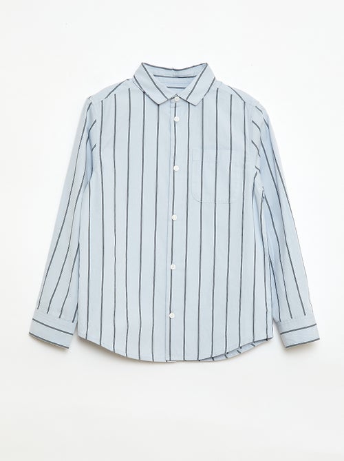 Chemise rayée en coton avec poche poitrine - Kiabi