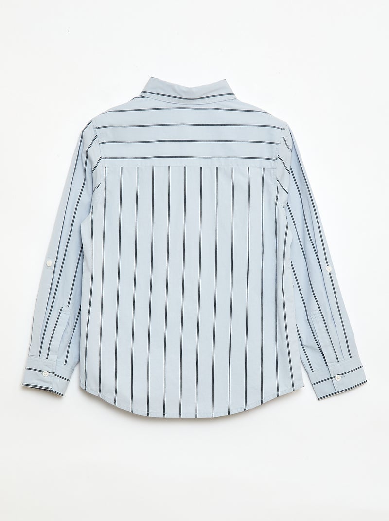 Chemise rayée en coton avec poche poitrine Bleu - Kiabi