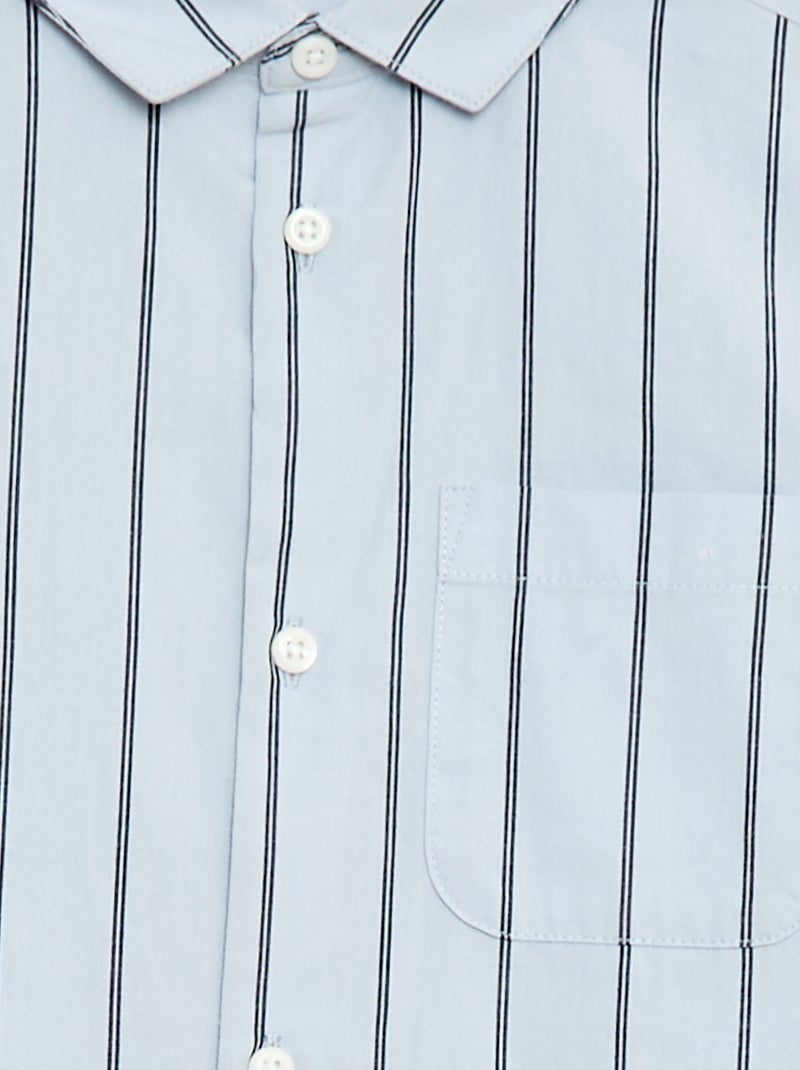 Chemise rayée en coton avec poche poitrine Bleu - Kiabi