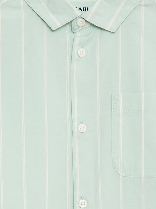 Chemise rayée en coton avec poche poitrine - Kiabi