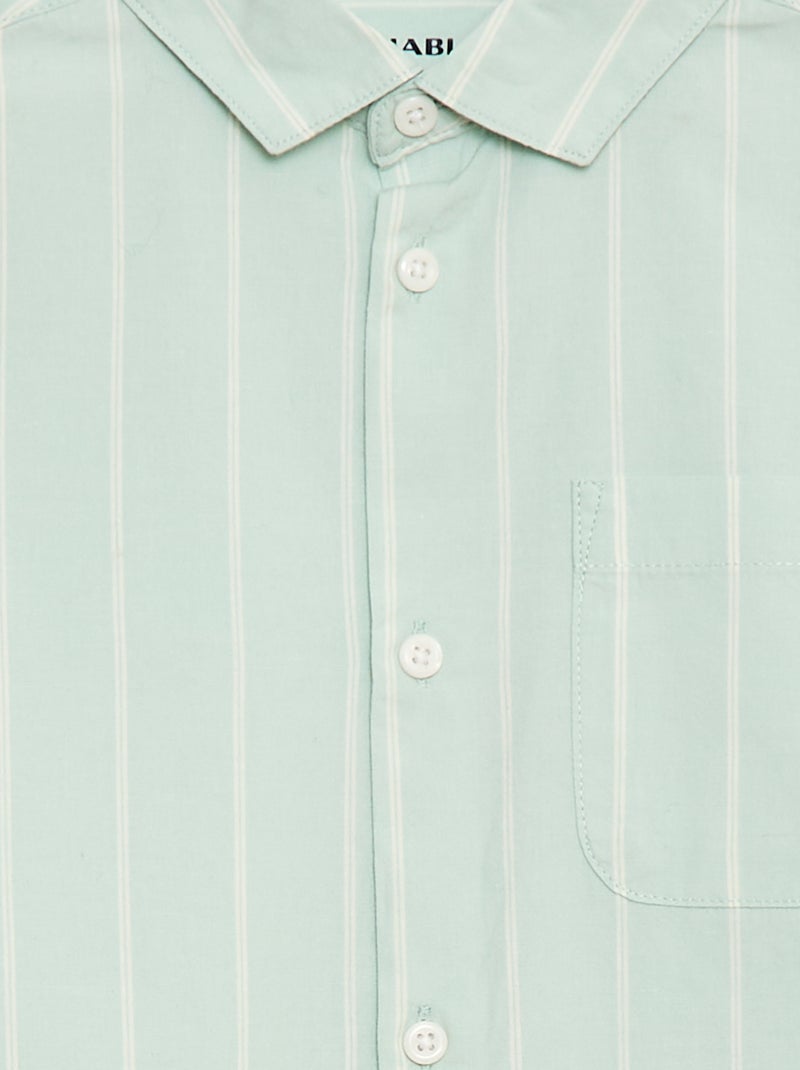 Chemise rayée en coton avec poche poitrine Bleu - Kiabi
