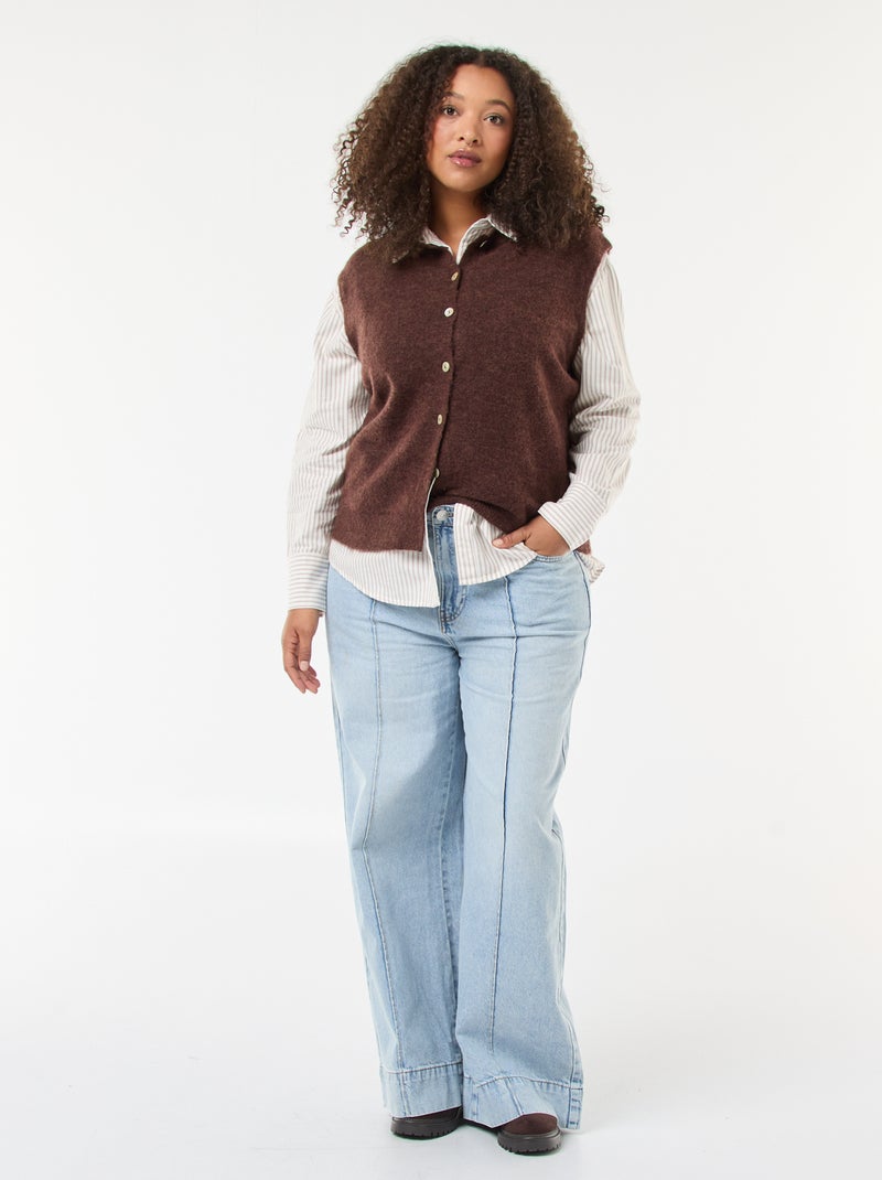 Chemise rayée en coton oxford Beige - Kiabi