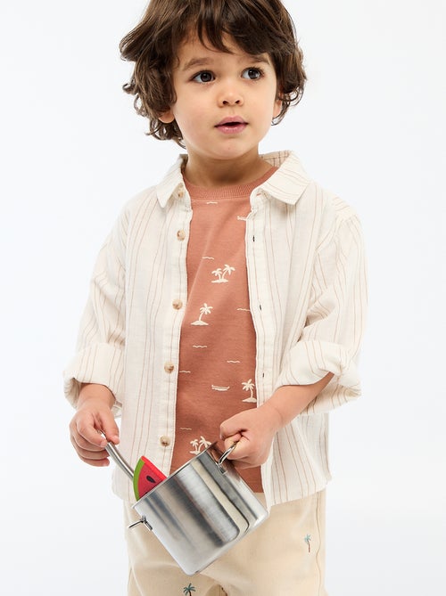 Chemise rayée en lin et coton - Kiabi