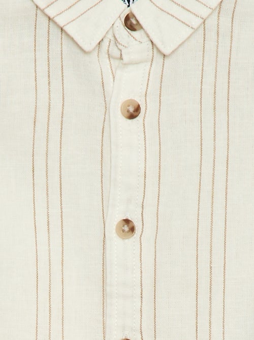 Chemise rayée en lin et coton - Kiabi