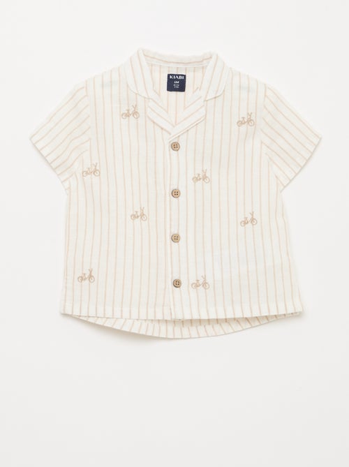 Chemise rayée et à motif à manches courtes - Kiabi