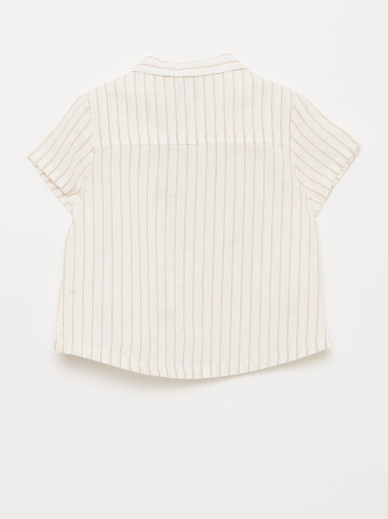 Chemise rayée et à motif à manches courtes Blanc - Kiabi