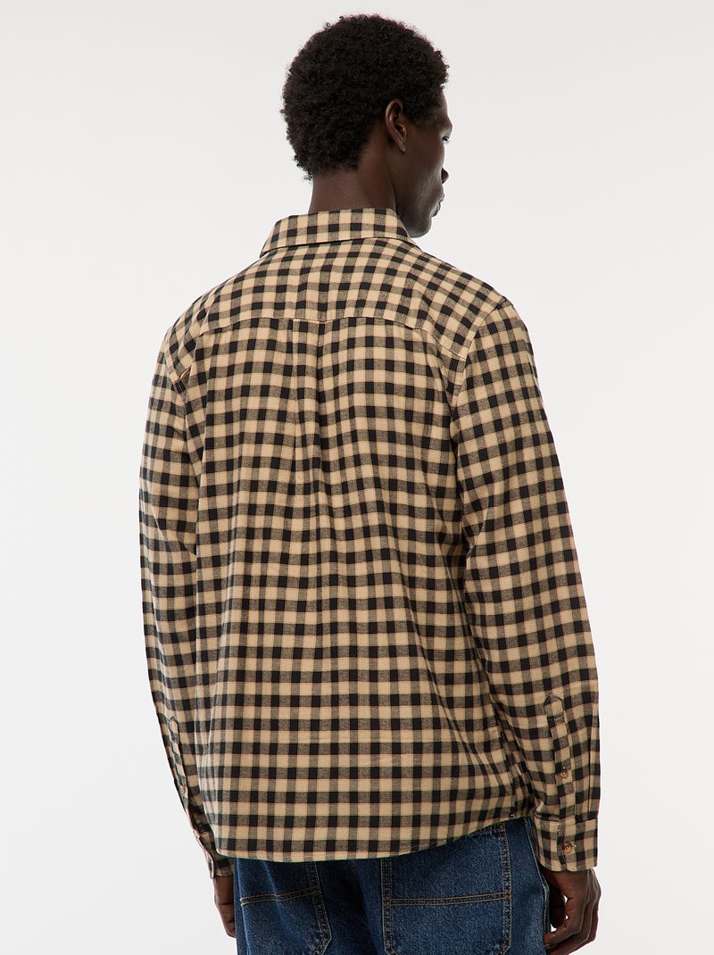 Chemise regular à carreaux Beige - Kiabi