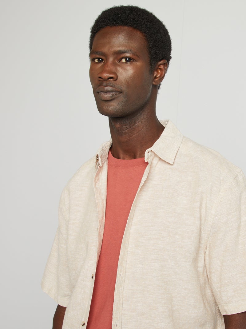Chemise regular en lin mélangé Beige - Kiabi