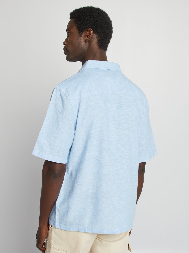 Chemise regular en lin mélangé Bleu ciel - Kiabi