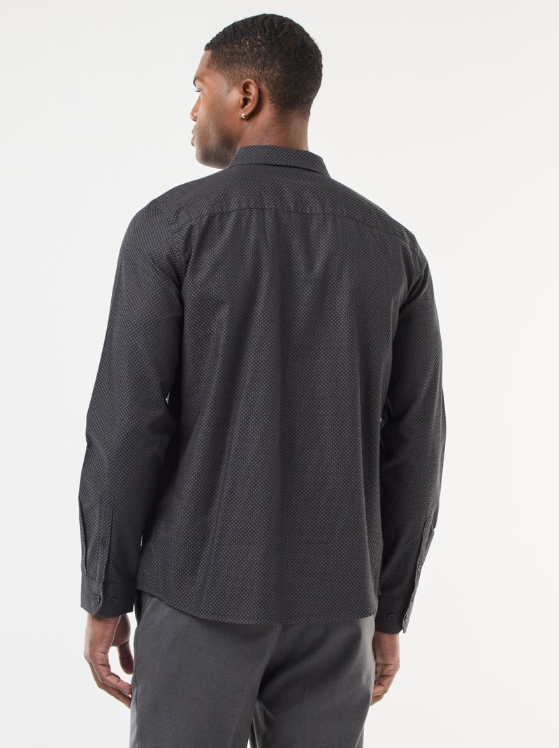 Chemise regular en tissage dobby coton Noir - Kiabi