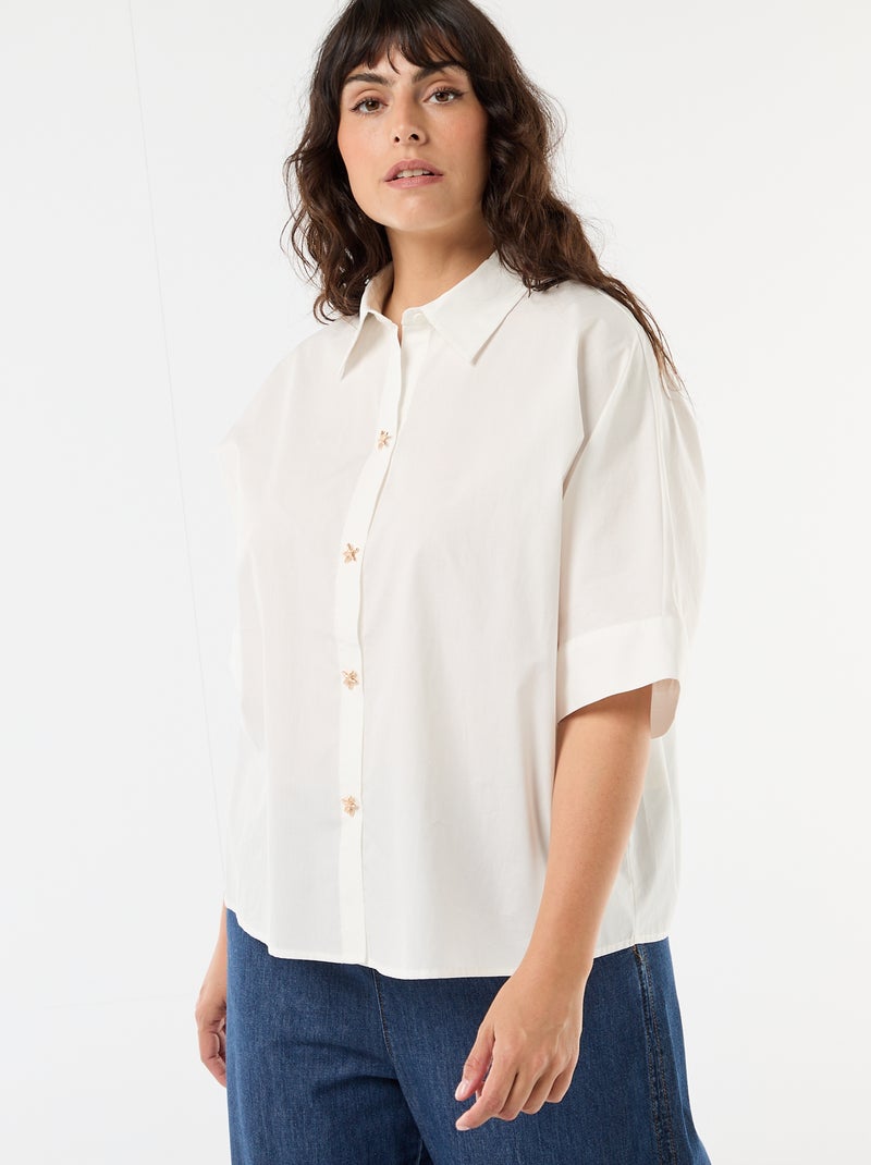 Chemise satinée avec boutons étoile de mer Blanc - Kiabi