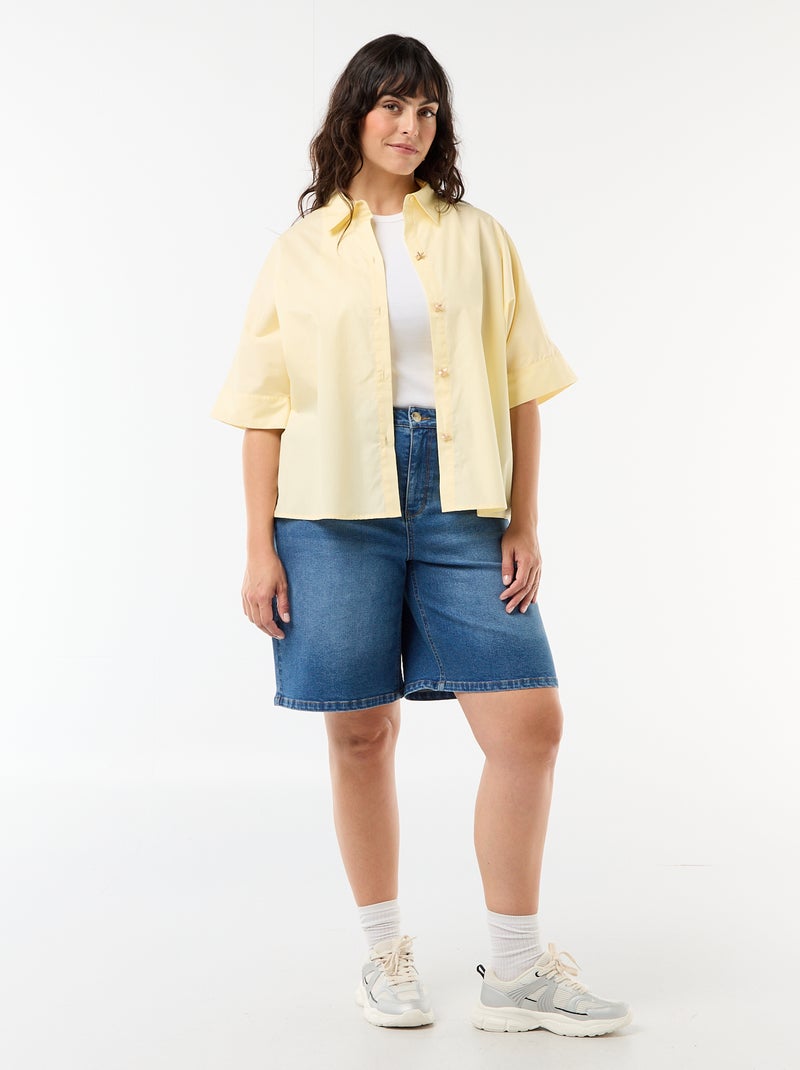Chemise satinée avec boutons étoile de mer Jaune - Kiabi