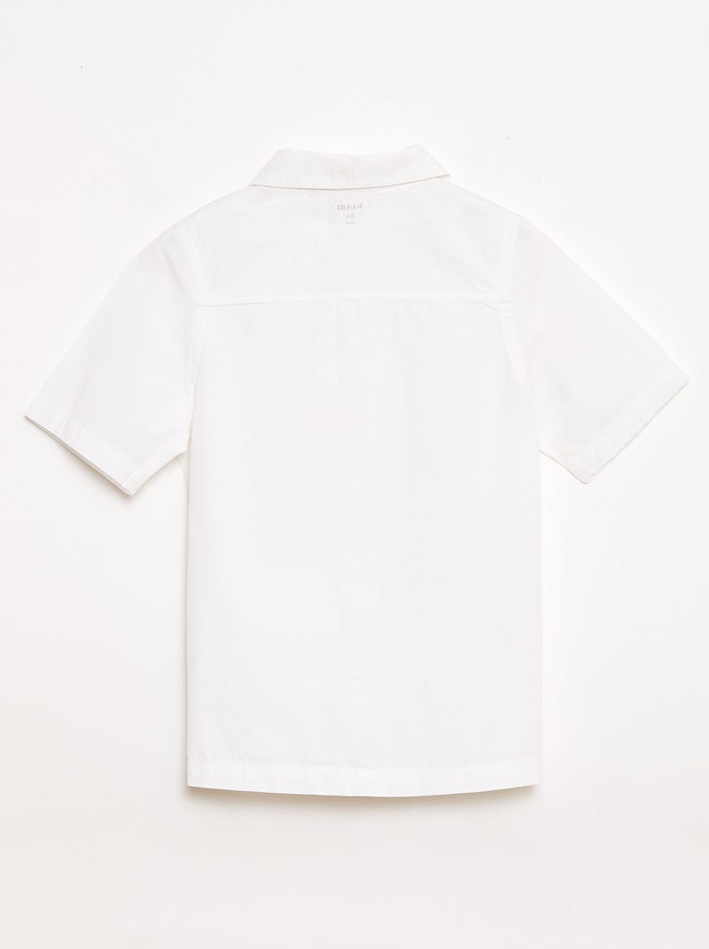 Chemise unie à manches courtes Blanc - Kiabi