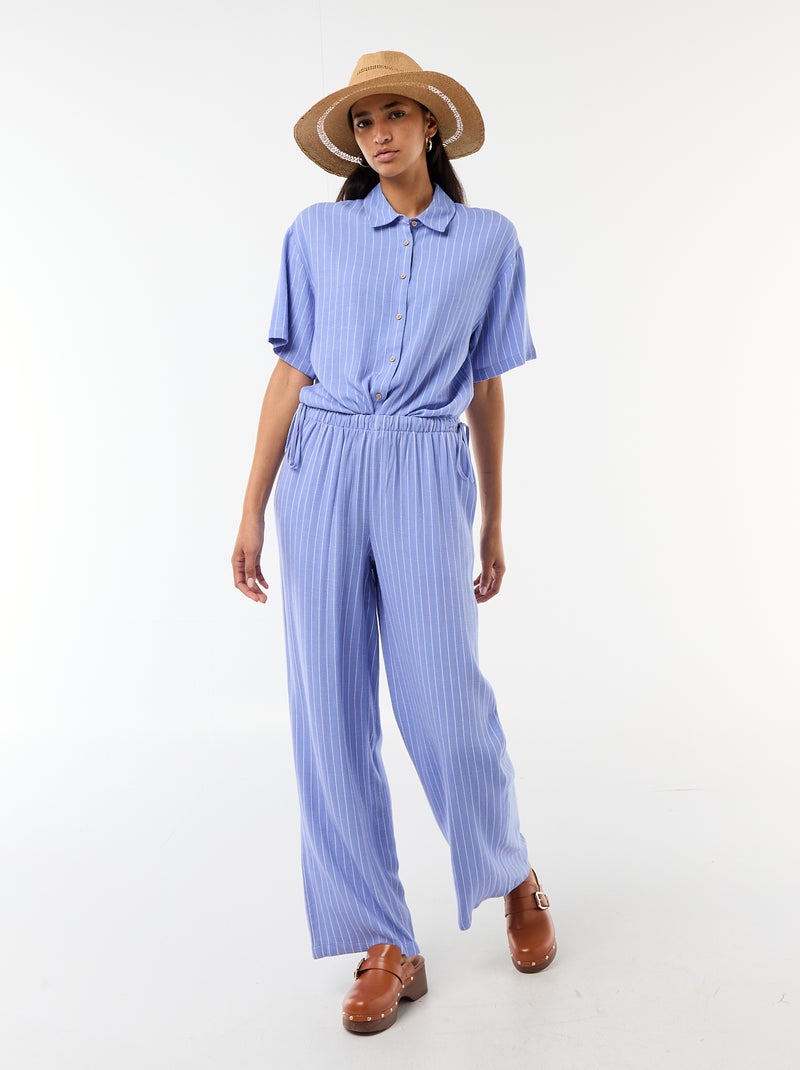 Chemise unie à manches courtes Bleu - Kiabi