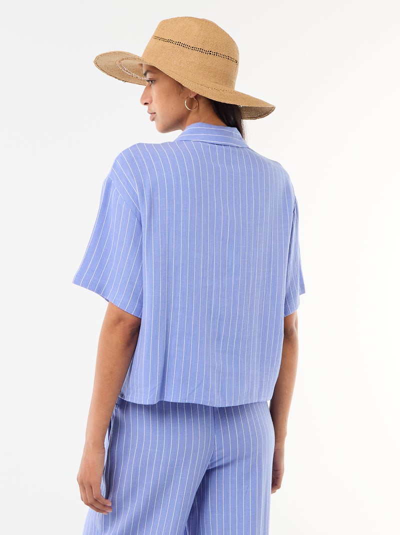 Chemise unie à manches courtes Bleu - Kiabi