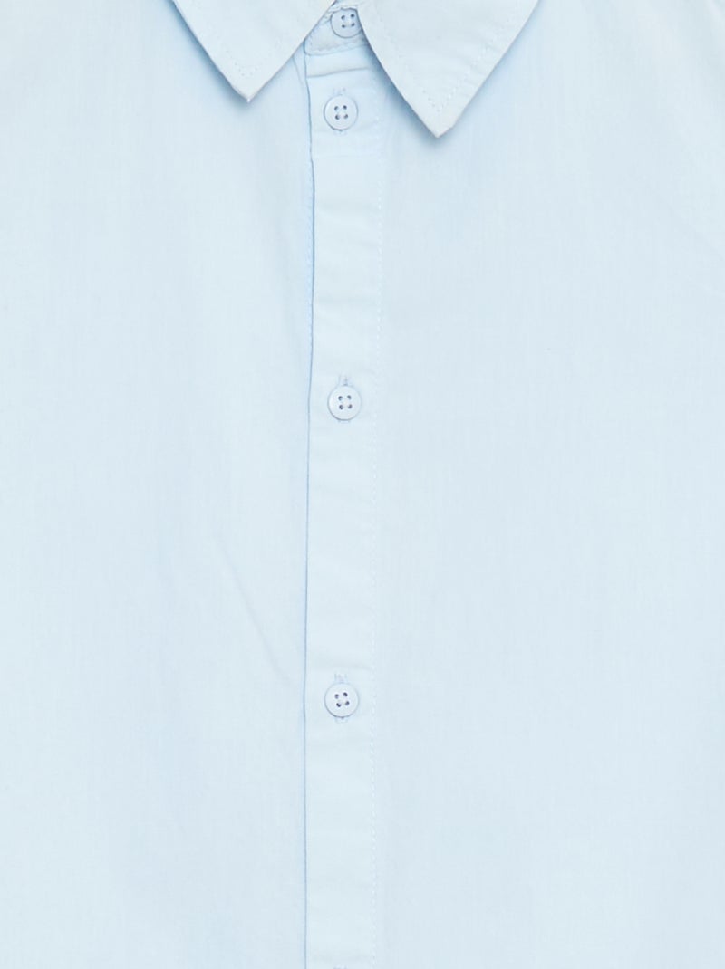 Chemise unie à manches courtes Bleu - Kiabi