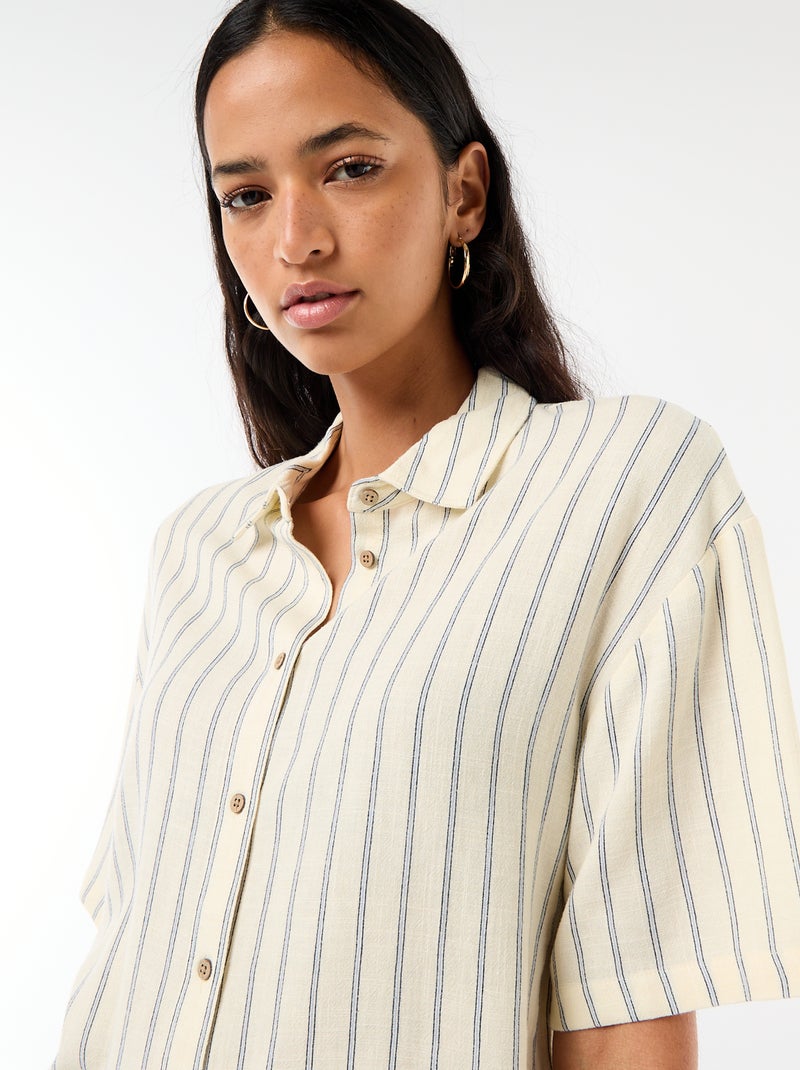 Chemise unie à manches courtes Jaune - Kiabi