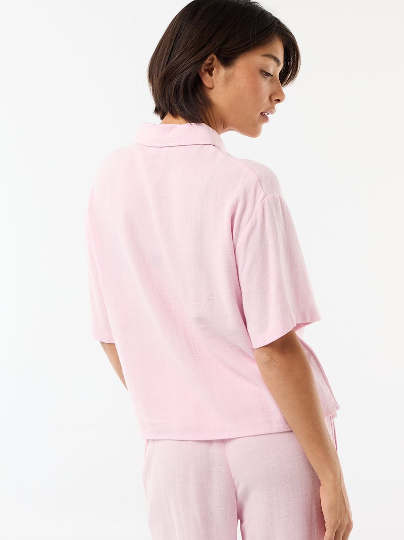 Chemise unie à manches courtes Rose - Kiabi