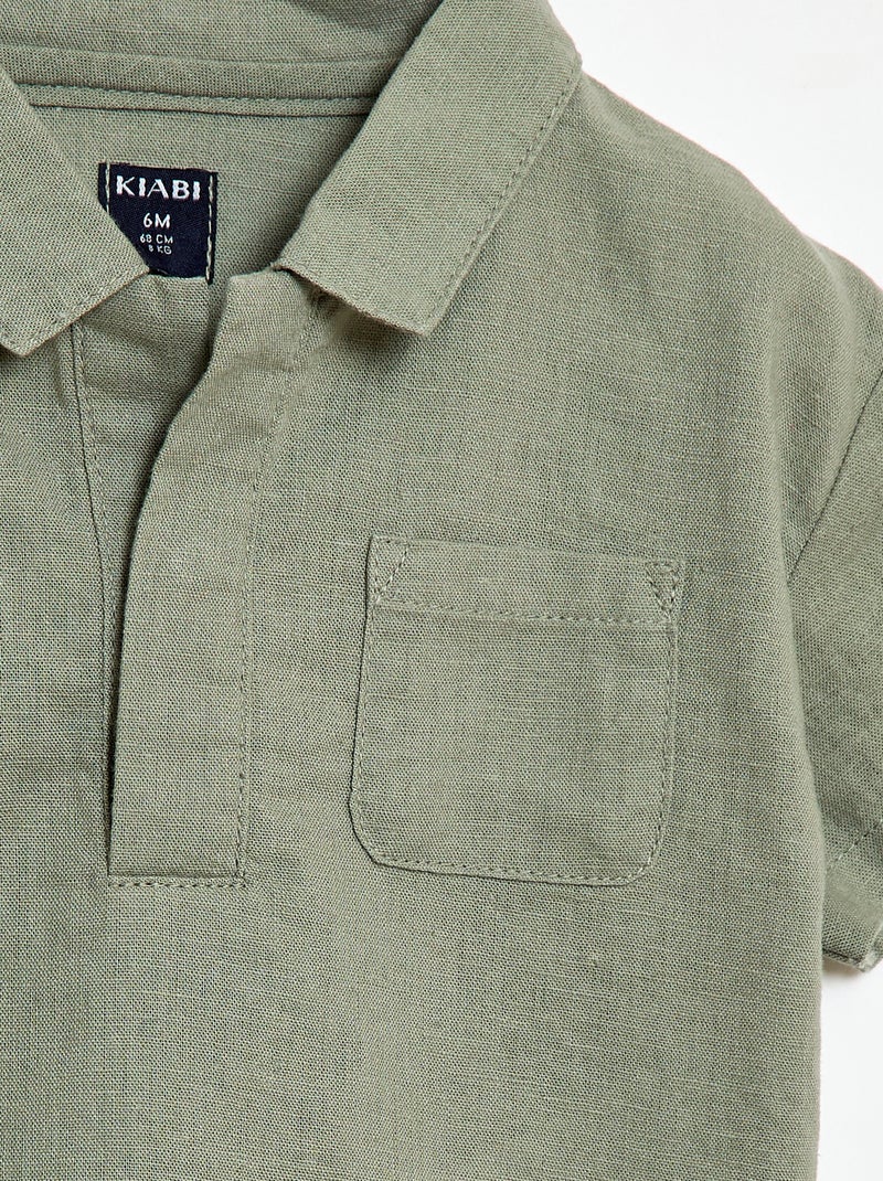 Chemise unie à manches courtes Vert - Kiabi