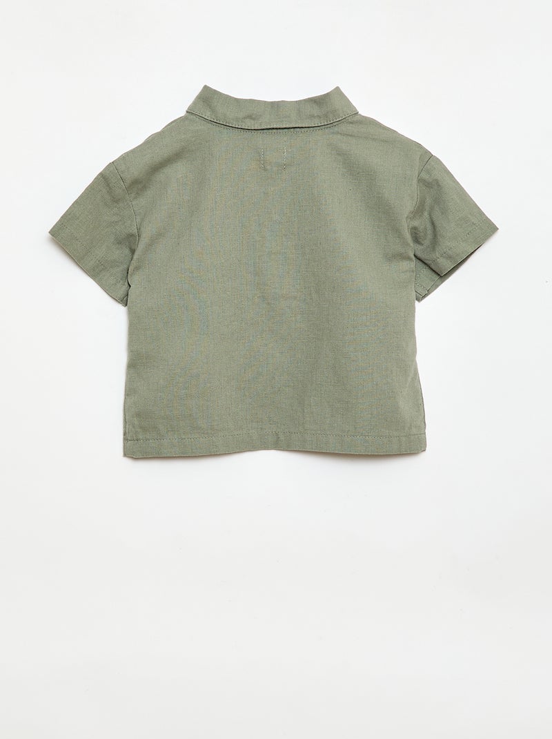 Chemise unie à manches courtes Vert - Kiabi
