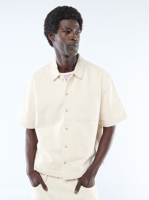 Chemise unie en jean à manches courtes - Kiabi