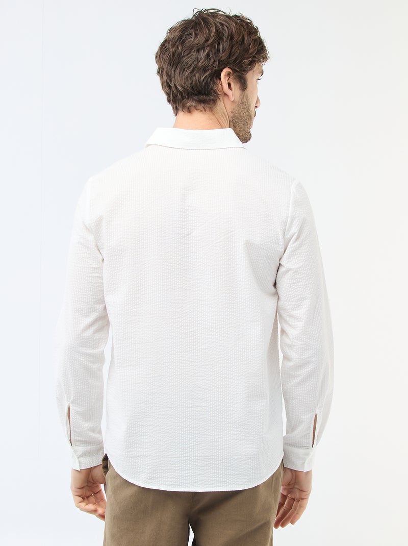 Chemise unie matière gaufrée Blanc - Kiabi