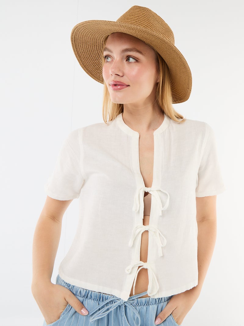 Chemisier avec nœuds Blanc - Kiabi