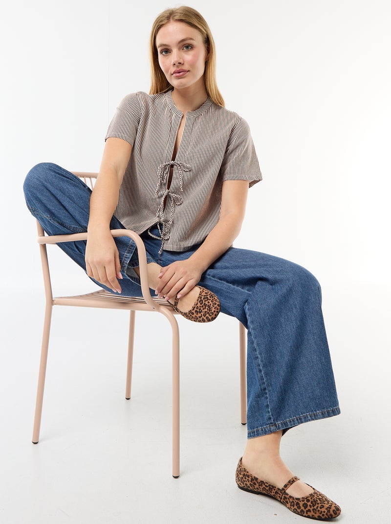 Chemisier avec nœuds Marron - Kiabi