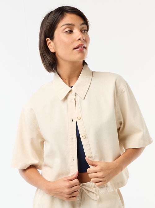 Chemisier en jean avec manches 3/4 - Kiabi