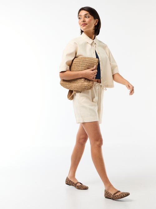 Chemisier en jean avec manches 3/4 - Kiabi