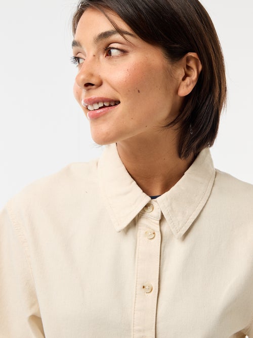 Chemisier en jean avec manches 3/4 - Kiabi