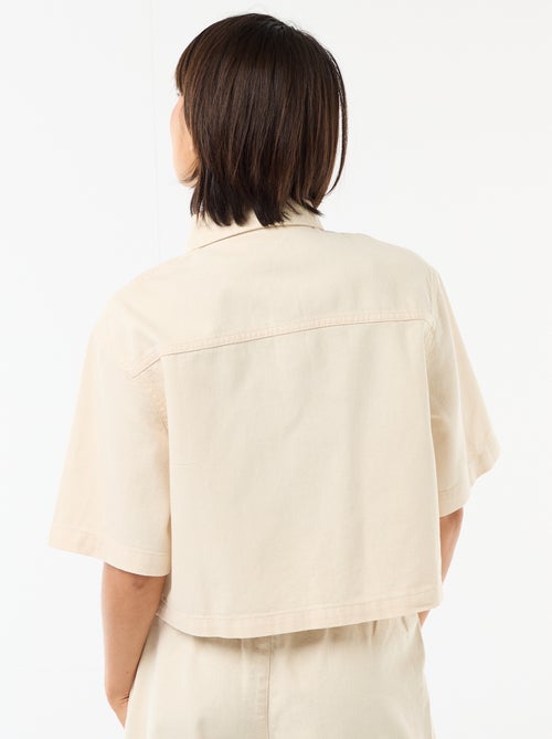 Chemisier en jean avec manches 3/4 - Kiabi