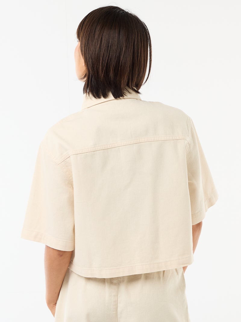 Chemisier en jean avec manches 3/4 Blanc - Kiabi