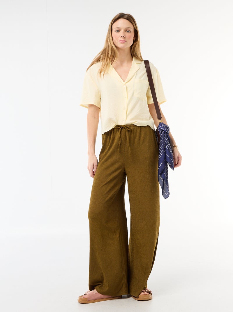 Chemisier fluide à manches courtes Jaune - Kiabi