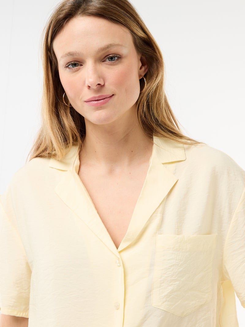 Chemisier fluide à manches courtes Jaune - Kiabi