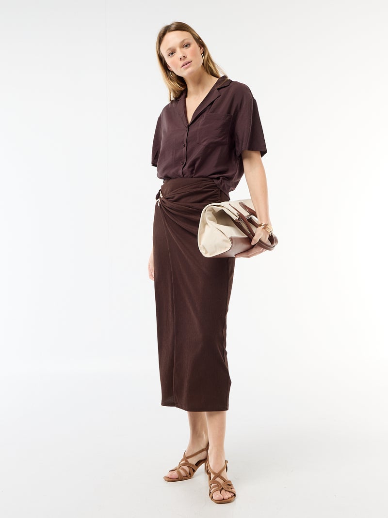 Chemisier fluide à manches courtes Marron - Kiabi