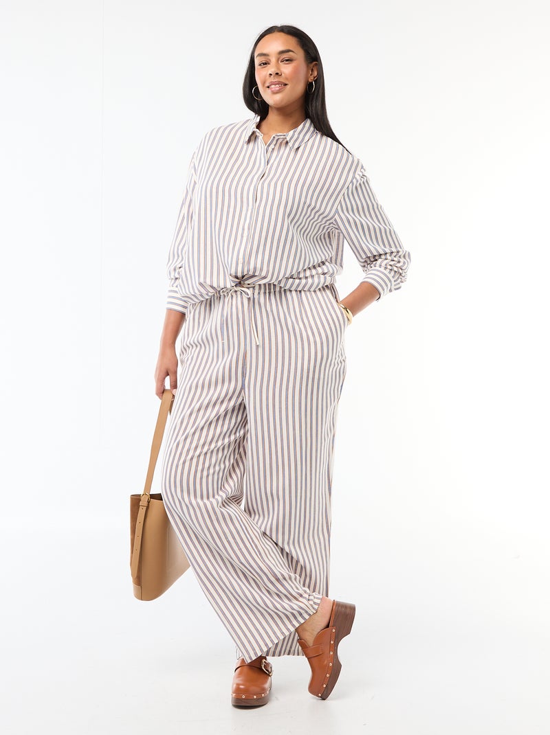 Chemisier fluide à manches longues Beige - Kiabi