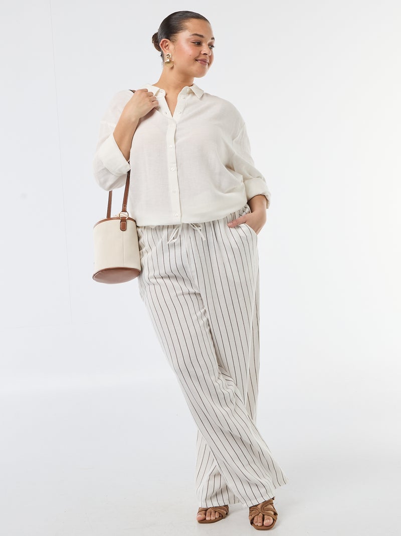 Chemisier fluide à manches longues Blanc - Kiabi