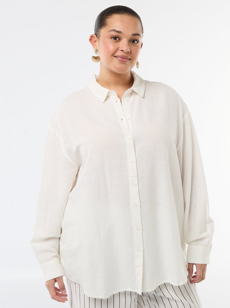 Chemisier fluide à manches longues Blanc - Kiabi