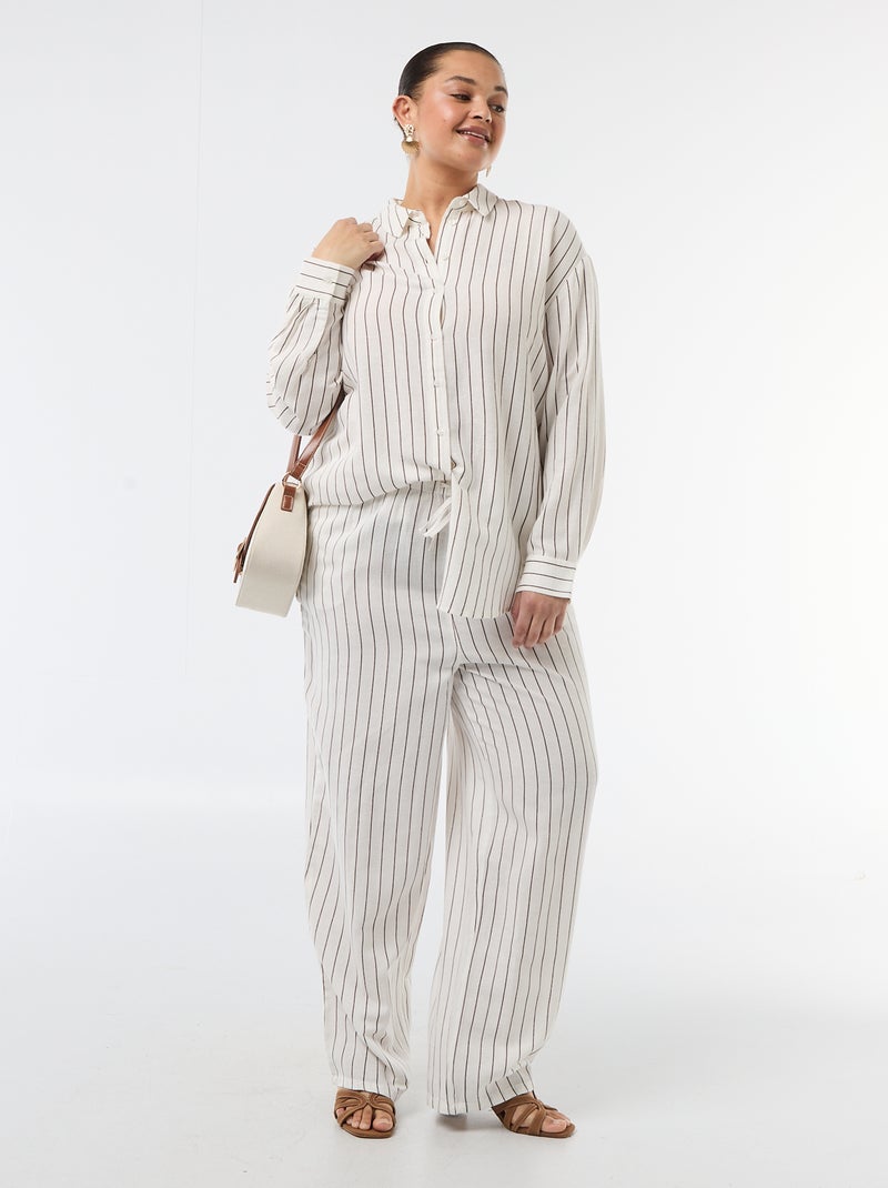 Chemisier fluide à manches longues Blanc - Kiabi