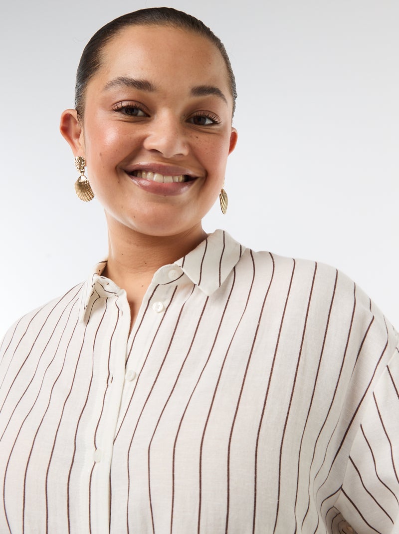 Chemisier fluide à manches longues Blanc - Kiabi