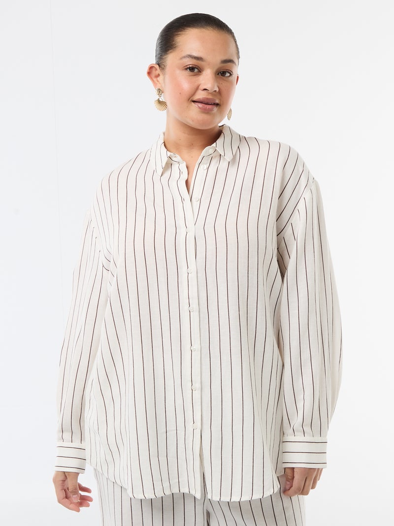 Chemisier fluide à manches longues Blanc - Kiabi