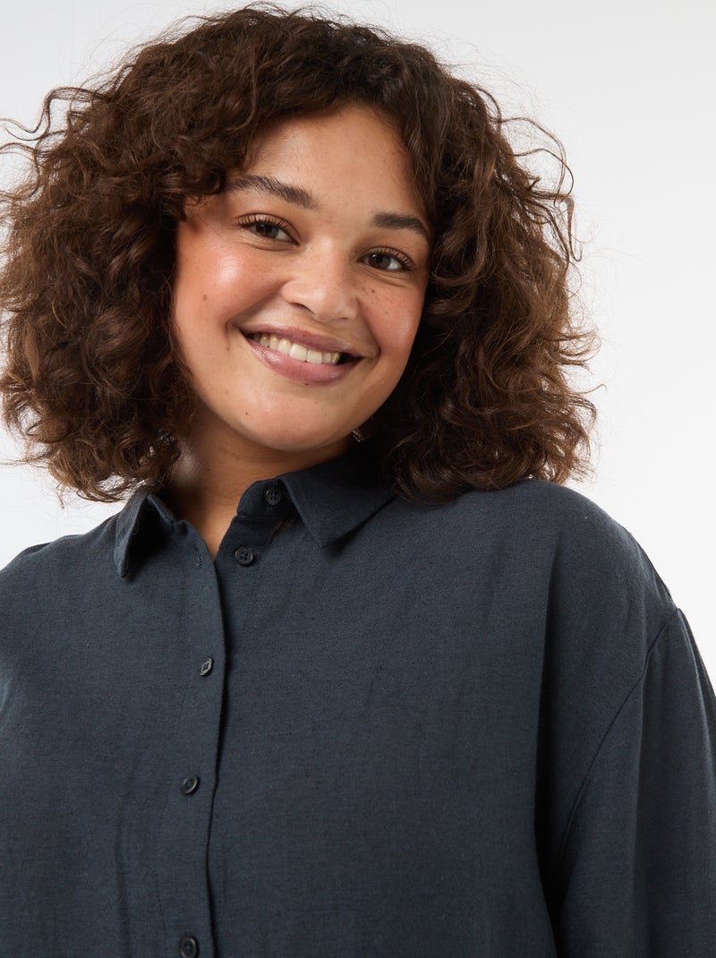 Chemisier fluide à manches longues Bleu - Kiabi