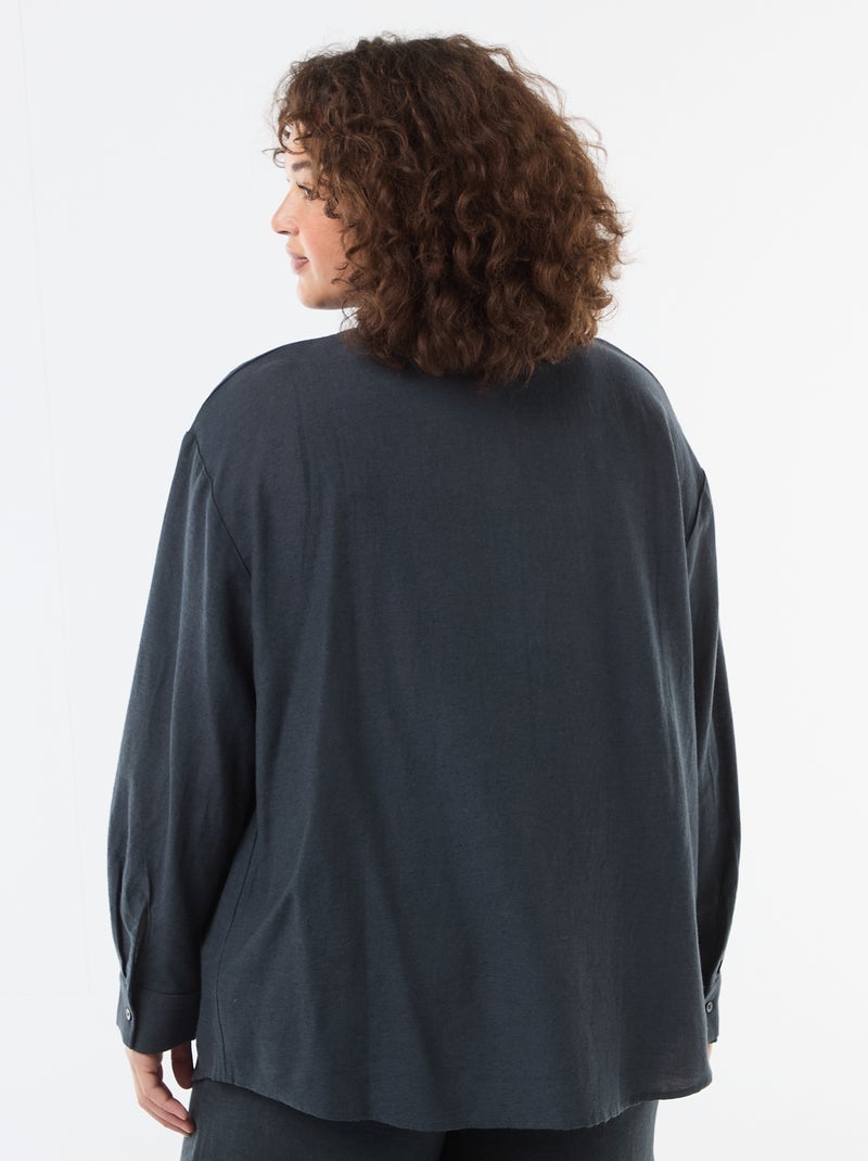 Chemisier fluide à manches longues Bleu - Kiabi