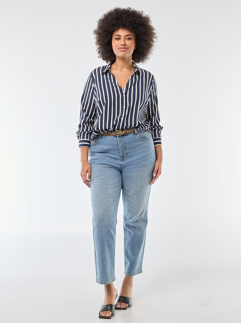 Chemisier fluide en maille crêpe Bleu - Kiabi