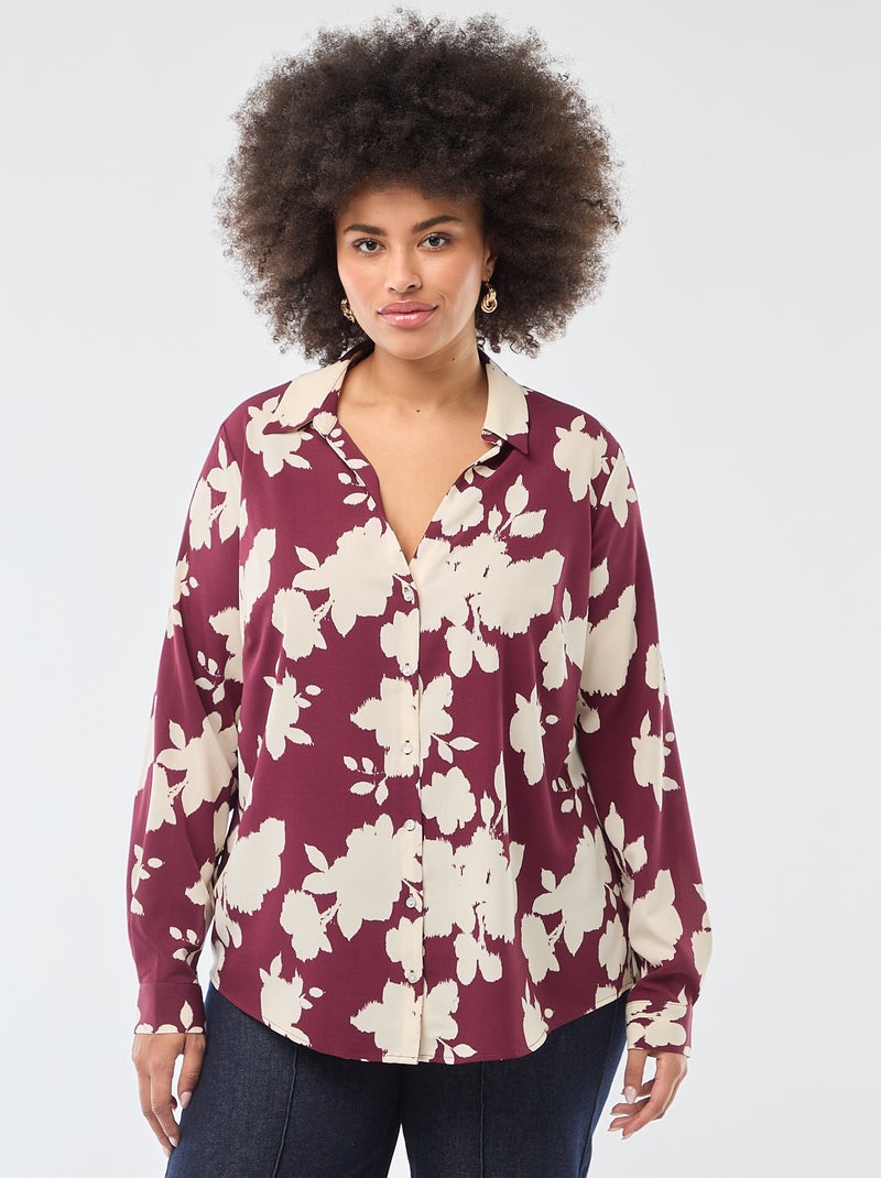 Chemisier fluide en maille crêpe Rouge - Kiabi