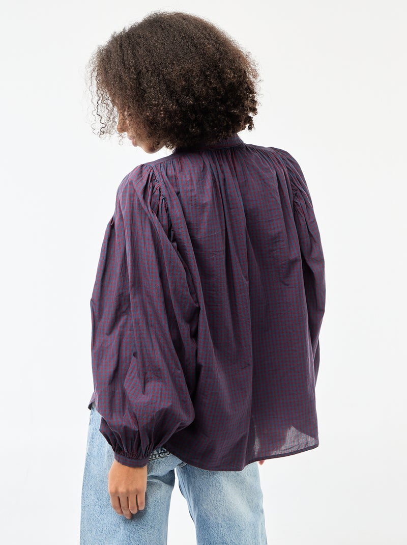 Chemisier fluide imprimé vichy Bleu vichy - Kiabi