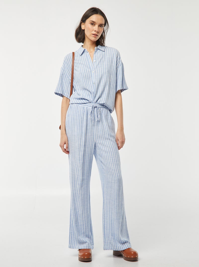 Chemisier oversize en lin BLEU - Kiabi
