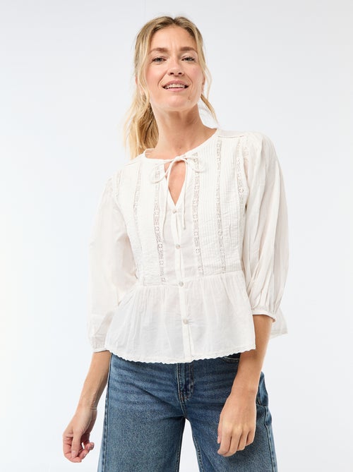 Chemisier romantique avec liens à nouer au col - Kiabi